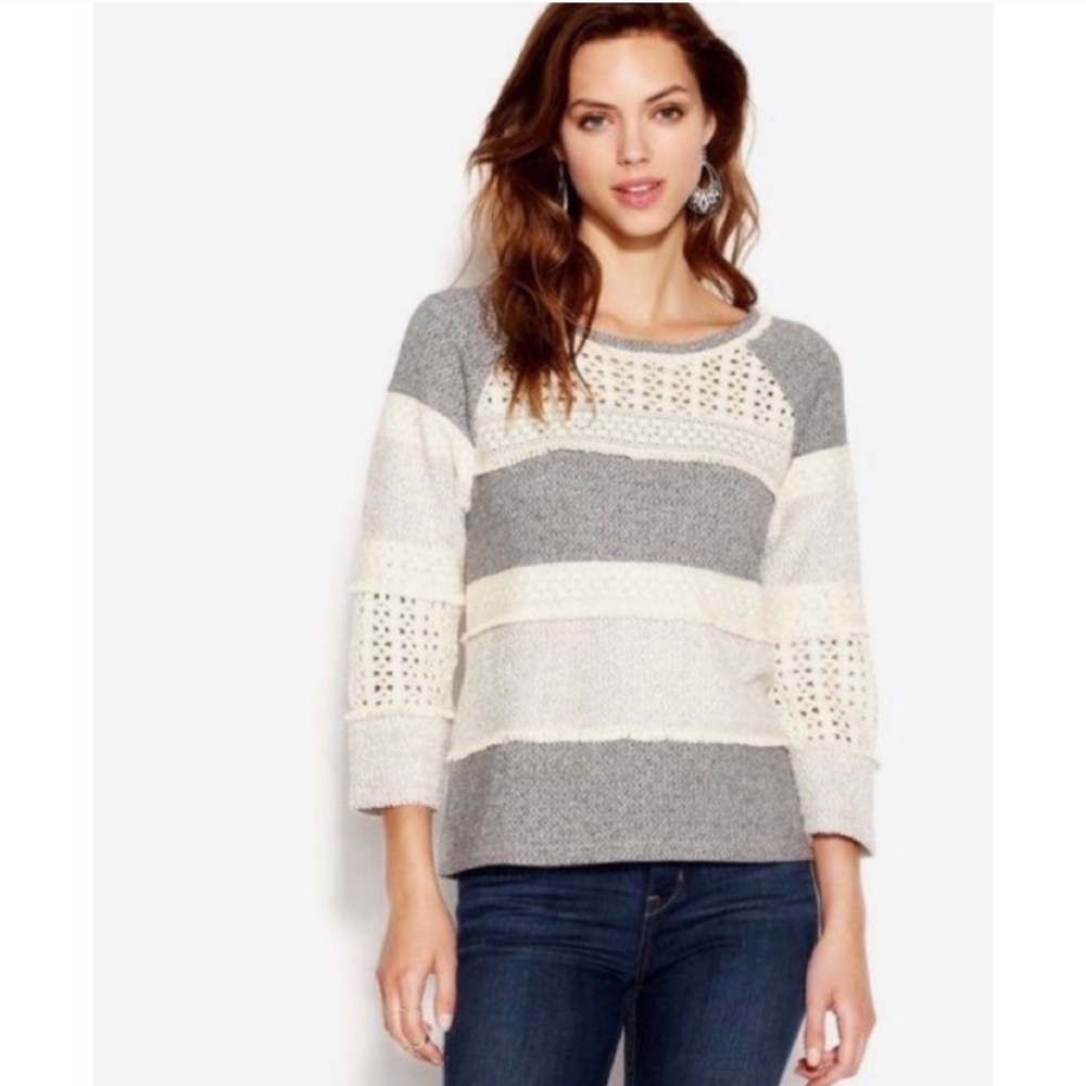 IIvory and gray knit sweater